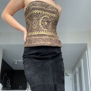 Mayda Cisneros Brown and Gold Bustier